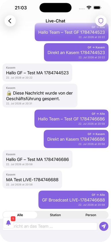 Live-Chat in der App