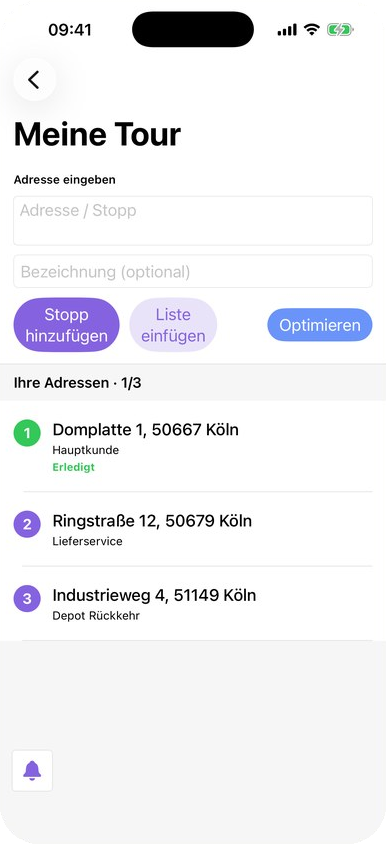Routenplanung in der App